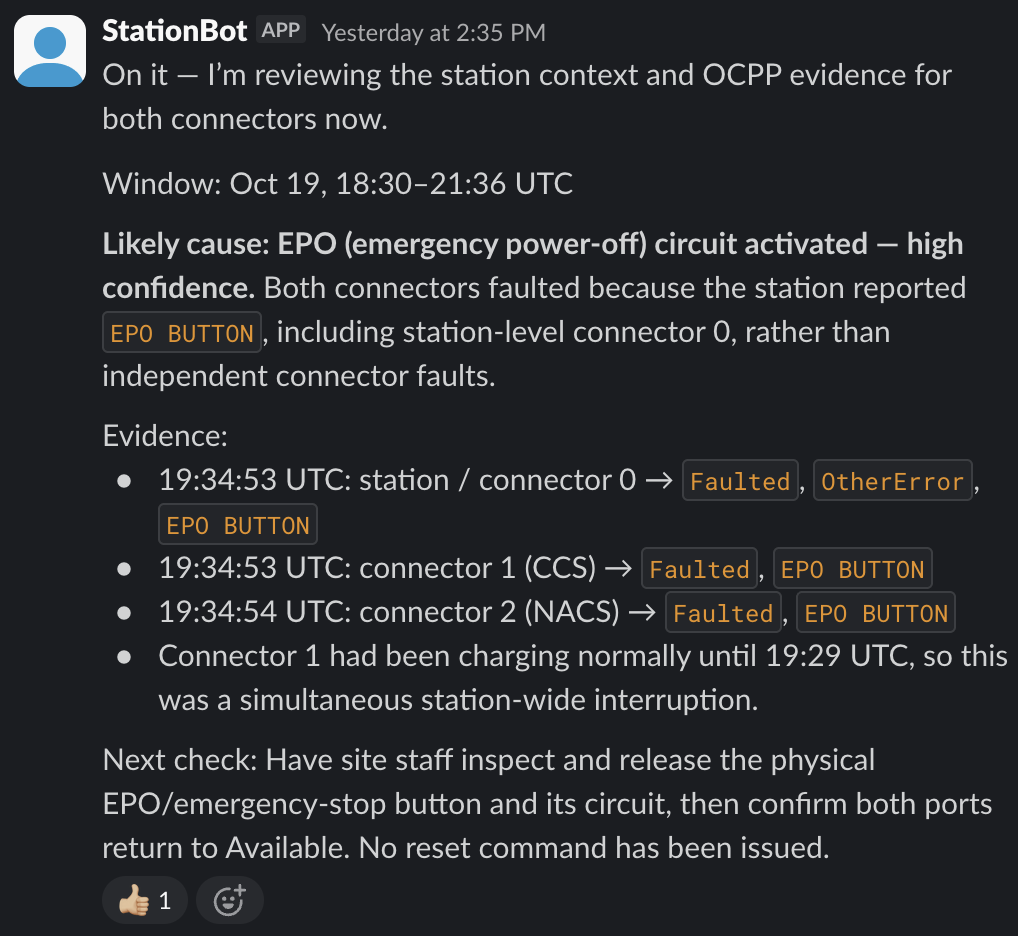 Station Bot Slack conversation
